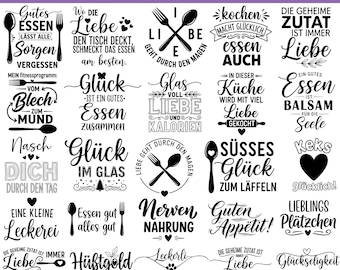 Paquete SVG de juegos de palabras sobre comida alemana, citas de cocina en SVG, archivo SVG de trazador de cocina alemán, casa en SVG alemana, SVG de cocina divertida, Guten Appetit Laser
