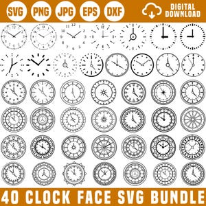 Paquete de esferas de reloj SVG y PNG, reloj con números romanos, esfera de reloj, números de reloj, diseño de esfera de reloj, esfera de reloj antigua SVG, para Cricut, silueta