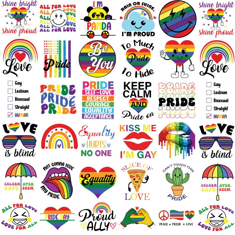 Pride Svg Bundle, Gay Svg, Lgbt Svg, Pride Rainbow, Lgbtq Quotes Png ...
