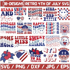 Retro 4 juli Svg-bundel, 4 juli Svg, Fourth Of July Svg, Memorial Day Svg, America Svg, Independence Day Svg, Amerikaanse vlag Svg