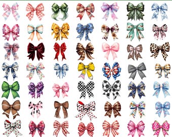 Vlinderdas PNG-bundel, coquette Bow png, kleurrijke coquette strik, zachte pastel blush roze strik, strik clipart, digitale download, voor Cricut