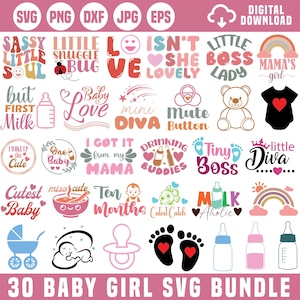 Baby Girl Svg Bundle, Little girl Svg, Baby Shirt Svg, Welcome Baby Svg, Newborn Svg, Baby Shower Svg, Retro Quotes, For Cricut, Silhouette