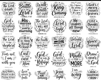 Bible Scripture SVG PNG Bundle, Bible Print, Religious Quotes, Bible Verse Hand Drawn, Minimal Christian Quote, Jesus Svg, Bible Verse Svg