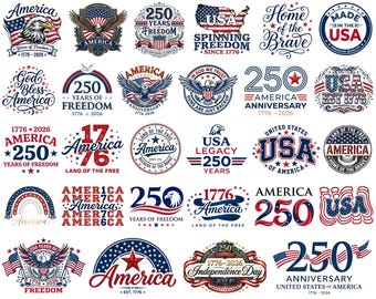 USA 250th Anniversary PNG Bundle, Cricut Digital Download, 1776-2026 America Design, Patriotic 4th of July Gift, We The People Design