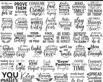 Motivational Svg Bundle, Cute Inspirational, Affirmation Svg, Positive Quote Svg, Funny Quotes Cut File, Saying Svg, Png File, Hand-Lettered