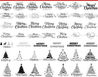 Merry Christmas SVG Bundle, Holiday Lettering Designs, Merry Christmas Text Svg, Christmas Tree SVG, Christmas Saying, Christmas Ornaments