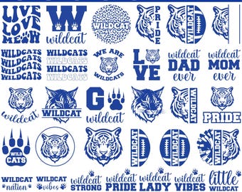 Wildcat Svg Png Bundle,  Wildcat Face Png, Wildcat School Spirit Svg, Wildcats Paw, Wildcats Typography, Wildcats Shirt, Wildcats for Cricut