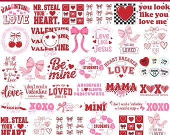 Valentine's Day Svg Bundle, Valentine Design for Shirt, Valentine Day Svg, Retro Valentine Svg Png, Trendy Heart Love, Cricut Sublimation