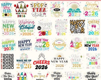 Happy New year 2026 Png Bundle, New Year Party Sublimation Design, Latch Hook Yarn Crochet, Hello 2026, Christmas New year, Welcome 2026 Png