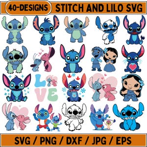 Stitch And Lilo Svg Bundle, Stitch And Lilo, Stitch Svg, Stitch Couple Svg, Stitch Layered, Angel Svg, Lilo And Stitch  Svg, Cartoon Svg