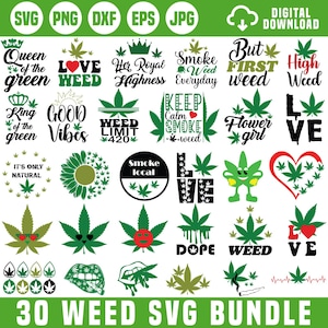 SVG de maconha, SVG de cannabis, SVG de maconha para Cricut, folha de maconha, frase sobre maconha, arquivos para sublimação, pacote de SVGs para fumar, download instantâneo, arquivo de corte