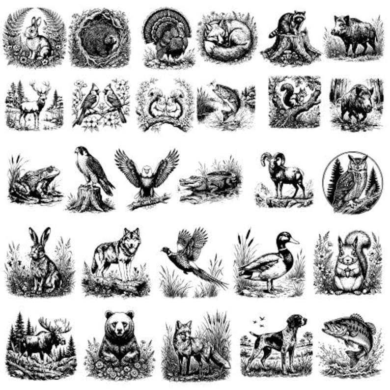 Ready Rabbit Png Hunting and Wildlife Animals Laser Burn Engraving PNG SVG Files, Entire ...