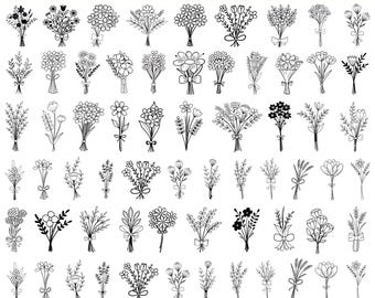 Floral Bouquet Svg Bundle, Floral Png, Floral Bunch Png, Wedding Svg, Flower Svg, Nature Svg, Botanical Svg, Botanical Svg, Wild Flowers