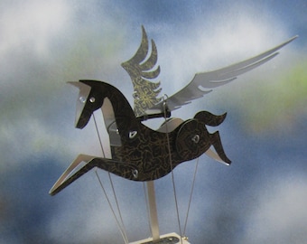 Black Pegasus Moving Sculpture Design by Keith Newstead