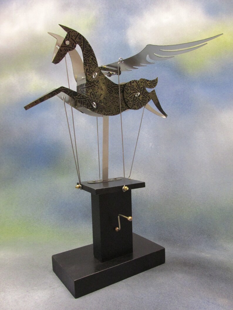 Black and gold Pegasus automata with black base image 4