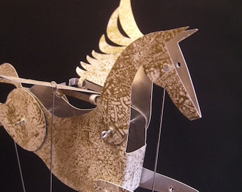 Large Aluminium Pegasus Automata stamped in gold.