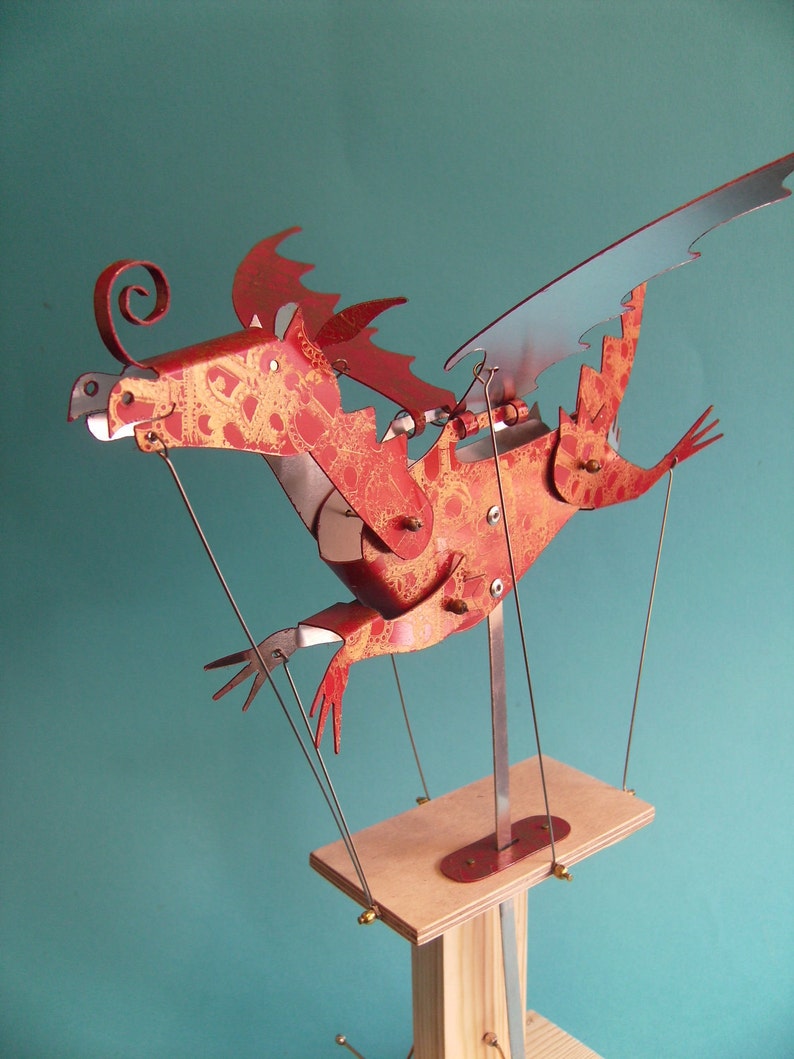 Large painted aluminum dragon automata 画像 4