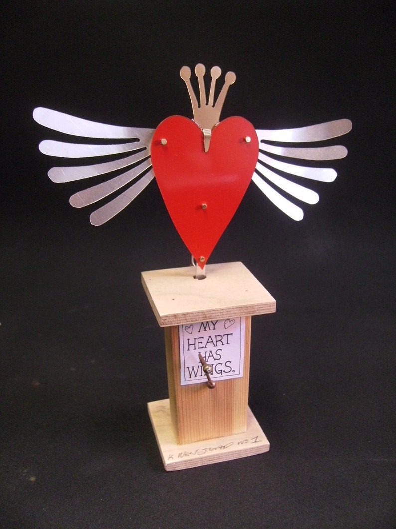 A handmade automaton for Valentine's Day titled 'My Heart Has Wings' image 1