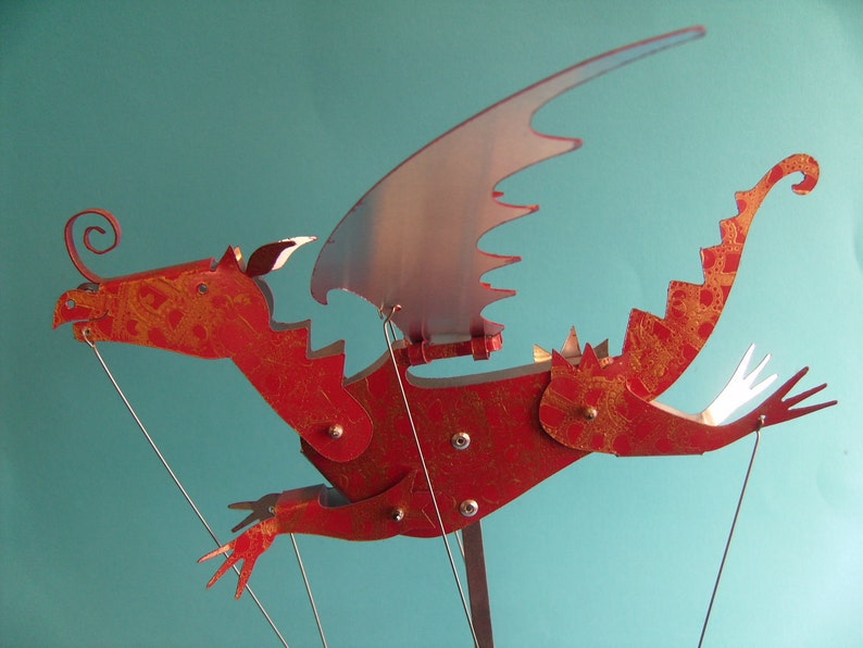 Large painted aluminum dragon automata 画像 3