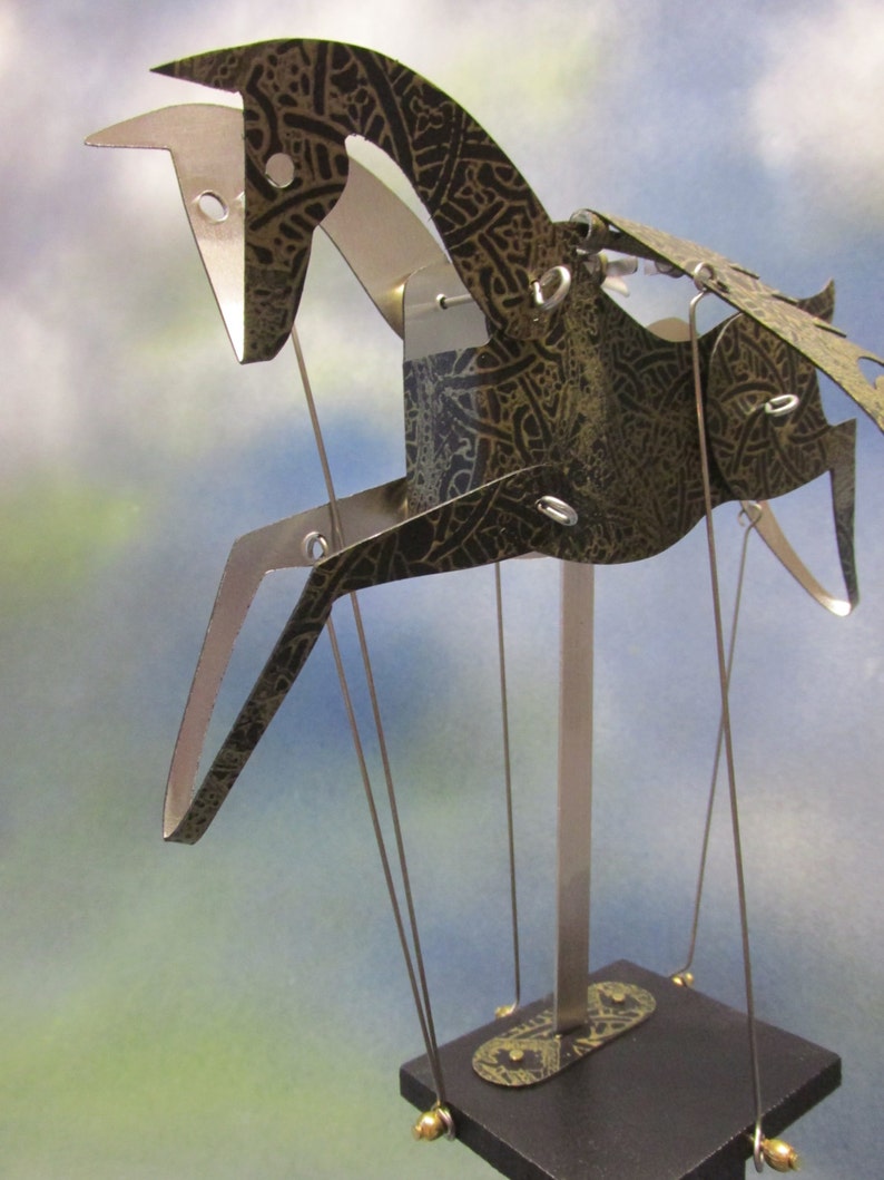 Black and gold Pegasus automata with black base image 3