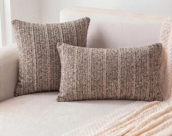 Textured Neutral Cotton Pillow Cover for Sofa Chair Bed Modern Home Decor