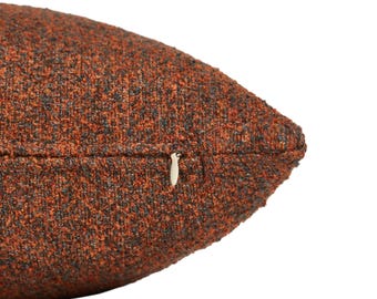 Rust Brown Textured Cotton Pillow Cover Modern Square Cushion Case Home Decor