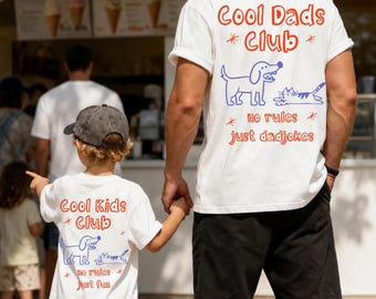 Cool Dads Club Dad-Child Matching Shirt | Father's Day Gift | Birthday Gift for Dad | Dad-Daughter Shirt | Cat Dad | Dog Dad