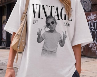 Personalized shirt with photo | Personalized date | 1996 vintage birthday shirt | 30th birthday gift retro shirt | Photo shirt