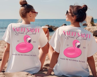Personalized Mallorca Flamingo Shirt | Social Club Mallorca Women's T-Shirt | Group Shirt Girls' Trip | Pink Party Outfit