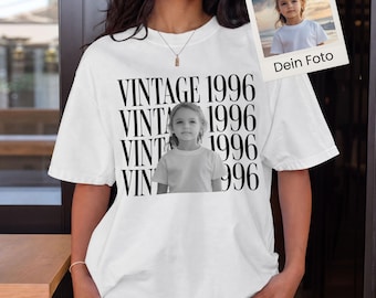 Personalized 30th birthday shirt with photo, 1996 shirt with birth year, 30th birthday gift, retro personalized shirt