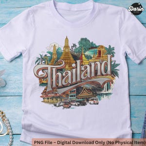Thailand PNG Design, Thailand Travel PNG Design, Thai Culture Sublimation, Digital Download, Thailand Vacation, Watercolor Thailand Graphic