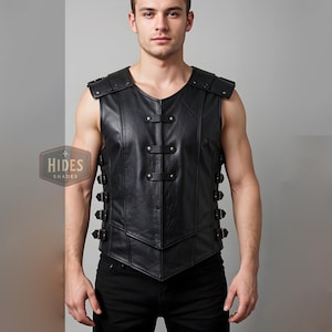 Handmade Black Leather Armor Vest | Real Leather Gothic Vest | Steampunk Leather Vest | Black Leather Armor | Gothic Leather Vest Mens