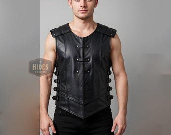 Handmade Black Leather Armor Vest | Real Leather Gothic Vest | Steampunk Leather Vest | Black Leather Armor | Gothic Leather Vest Mens