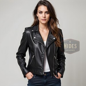 Custom Black Leather Biker Vest for Women | Chic Moto Vest | Edgy Rider Style