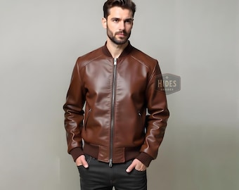 ヴィンテージ L. L. Bean ブラウン レザー ボンバー モーターサイクル