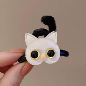 Originele gepersonaliseerde pluche staarthaarclip met cartoon kattenthema, schattig, vermindert leeftijdswaarneming, haarclip voor kinderen