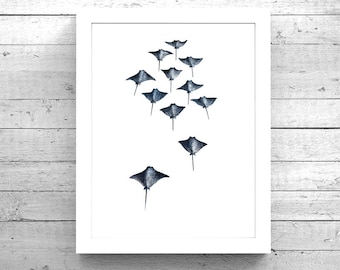 Stingray Printable Art, Stingray art, Printable Art, Digital Download, Watercolor Art Print, Stingray painting, Beach House Decor
