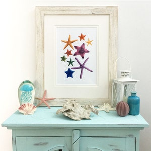 Regenboog Starfish aquarel afdrukbare kunst, zeesterren afdrukbare kunst, digitale Download afdrukken, Starfish afdrukken, Starfish schilderkunst, Decor van het strand