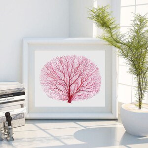 Red Fan Coral Watercolor Printable Art, Coral Printable Art, Digital ...