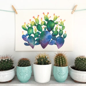 Rainbow Watercolor Cacti, Instant Download, Cactus Art, Cactus Painting, Cactus Print, Cactus Digital Download, Cactus Watercolor, Cacti Art