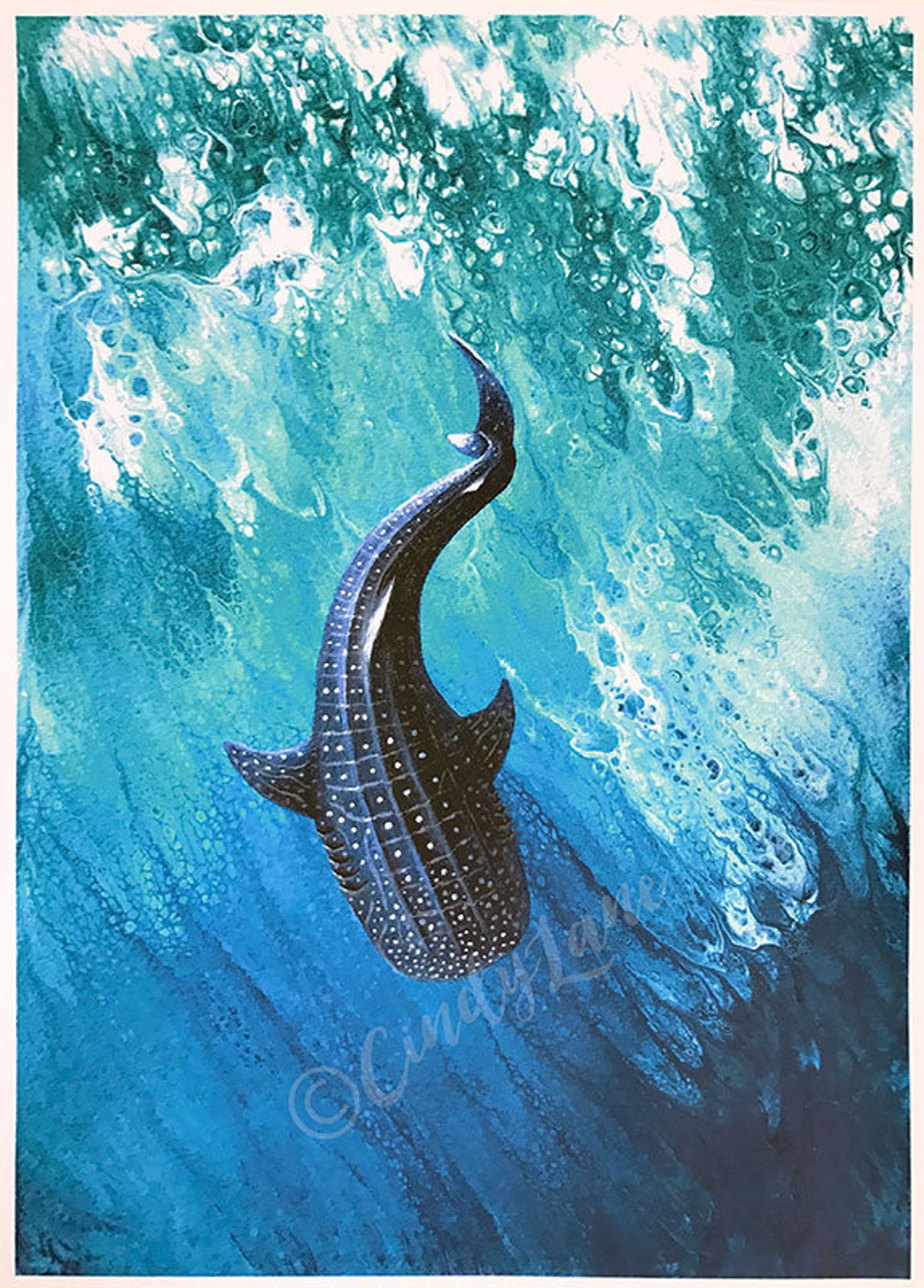 Diving Whale Shark Painting Instant Download, Whale Shark Digital — free download