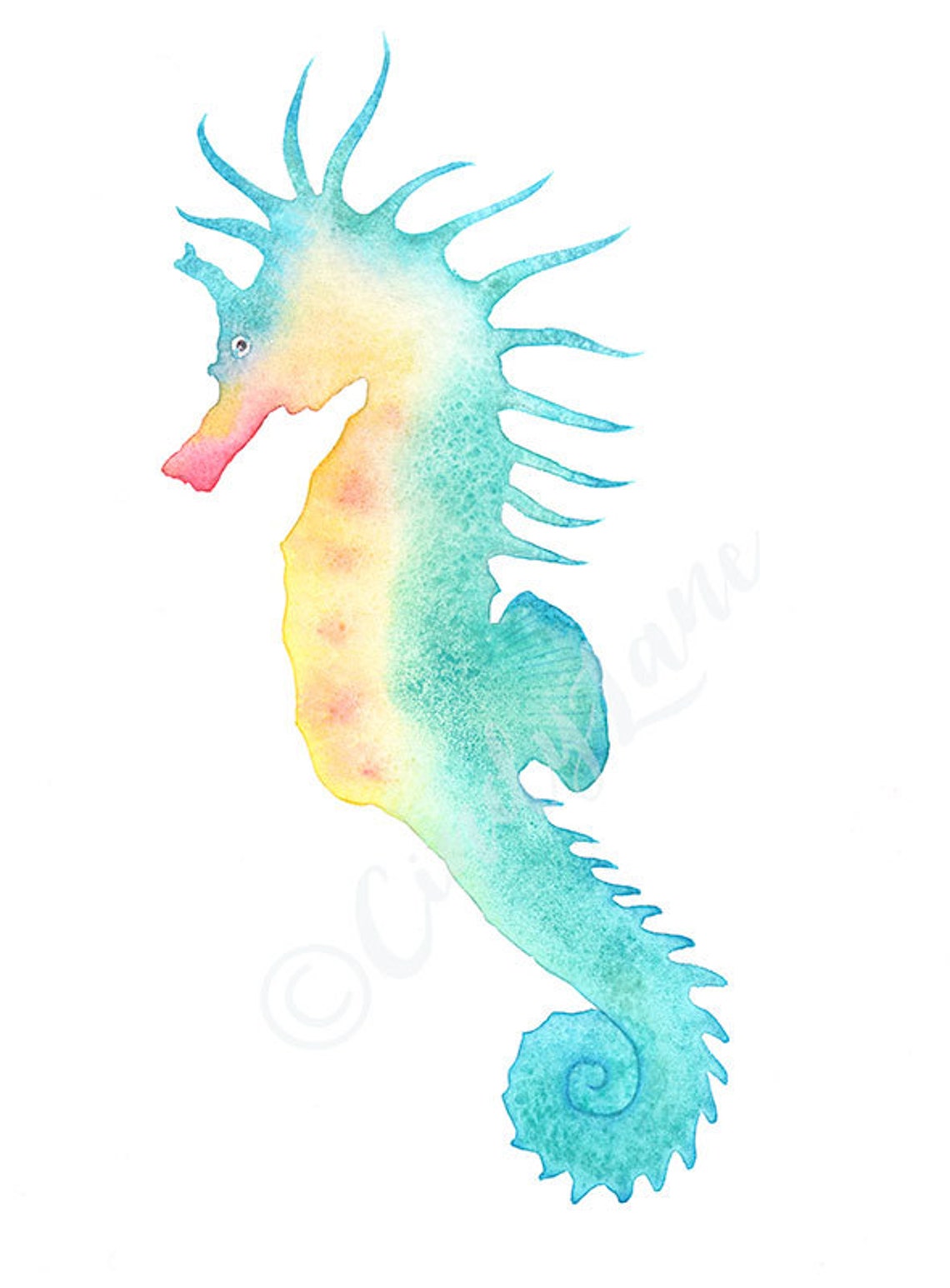 Pastel Seahorse Watercolor Printable Art Seahorse Printable - Etsy