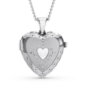 Solid Silver Heart Photo Locket Necklace: Personalized Memorial Gift