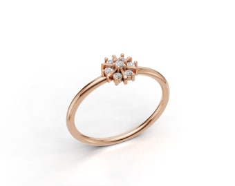Dainty 0.08 CT Diamond Solid Gold Engagement Ring