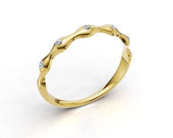 Dainty Diamond Eternity Ring: Solid Gold Minimalist Stacking Band