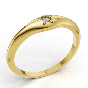 Thin Starburst Diamond Ring, Star Setting Celestial Ring, Gold Ring, Dainty Ring, Minimalist Jewelry, Vintage Ring, Gift for Her
