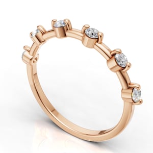 0.20 CT Round Cut Diamond Ring, Full Eternity Matching Wedding Band, Hidden Halo Bridal Ring Set, Anniversary Gift For Her