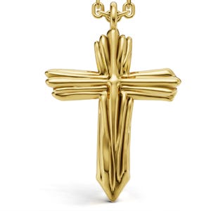14K Gold Cross Necklace, Crucifix Pendant Chain, Jesus Christ Religious Jewelry, Christening, Dainty Cross Charm, Christian Pendant Gift