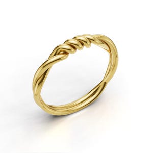 Double Gold Knot Ring, Love Knot Ring, Delicate Knot Jewelry, Perfect Stacking Rings Gift, Gold Ring, Wedding Band, Dainty Everyday Ring