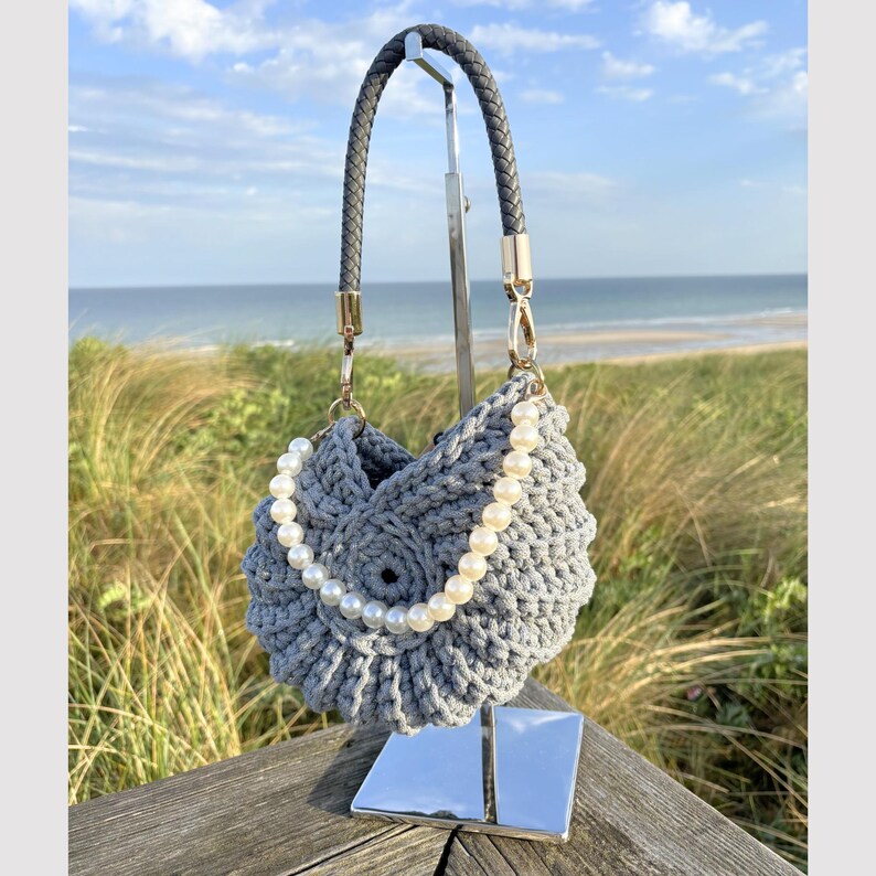 Muschel mit Perlen, Strandtasche Damen, Damen Handtasche,